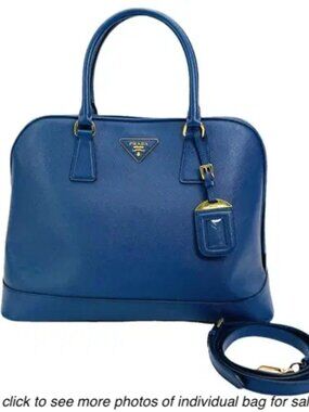 Prada Open Promenade Saffiano leather bag- wear 3 ways- Royal Blue